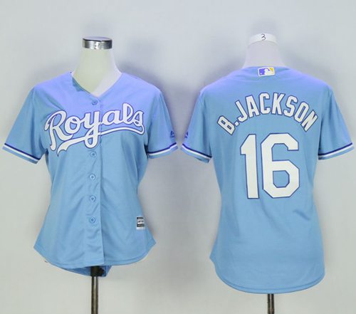 Royals #16 Bo Jackson Light Blue Women's Alternate 1 Stitched MLB Jersey - Click Image to Close